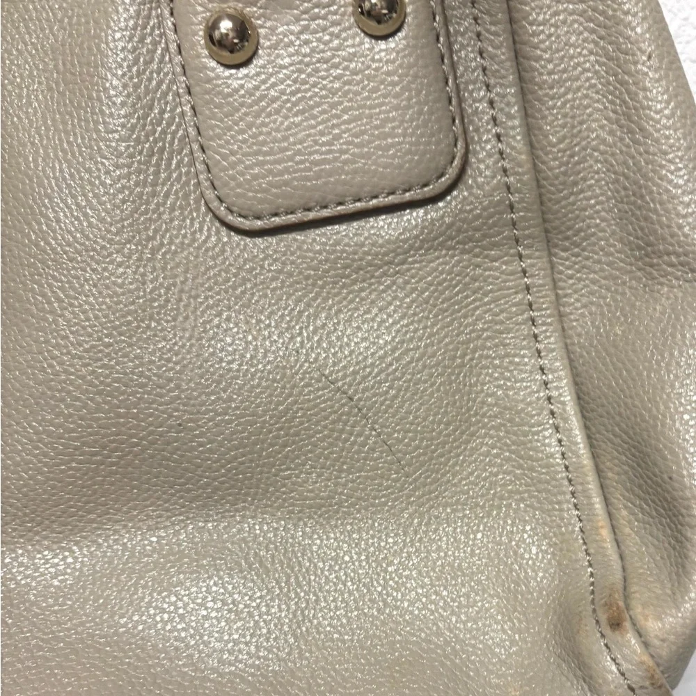 Kate Spade Baxter Street Marian Beige Leather Satchel Purse Flaw Pen‎ Mark C Pic